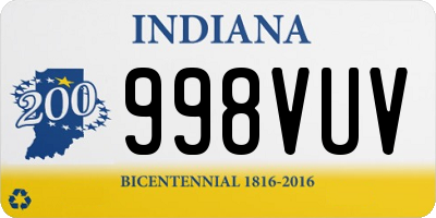 IN license plate 998VUV