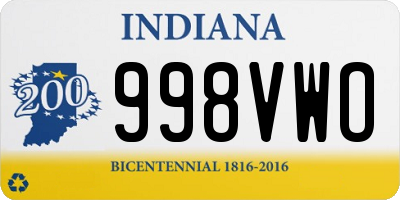 IN license plate 998VWO