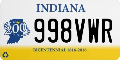 IN license plate 998VWR