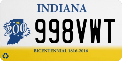 IN license plate 998VWT