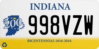 IN license plate 998VZW