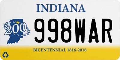 IN license plate 998WAR