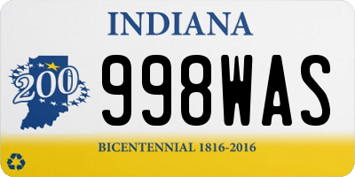 IN license plate 998WAS