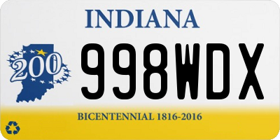 IN license plate 998WDX