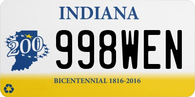 IN license plate 998WEN