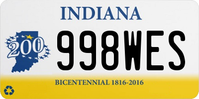 IN license plate 998WES