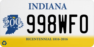 IN license plate 998WFO