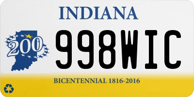 IN license plate 998WIC