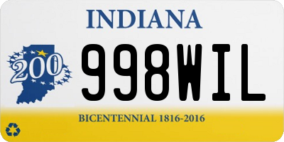 IN license plate 998WIL