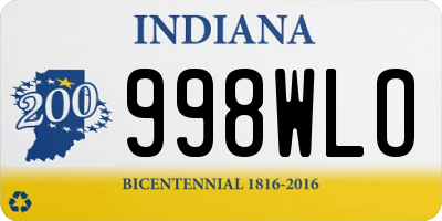 IN license plate 998WLO