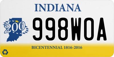 IN license plate 998WOA