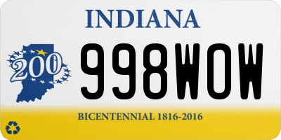 IN license plate 998WOW