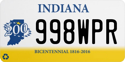 IN license plate 998WPR