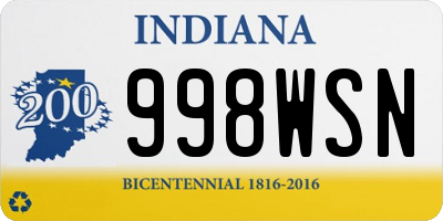 IN license plate 998WSN