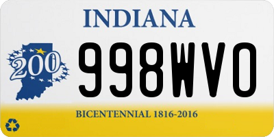 IN license plate 998WVO