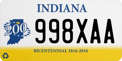 IN license plate 998XAA