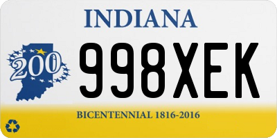 IN license plate 998XEK