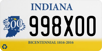 IN license plate 998XOO