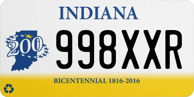 IN license plate 998XXR