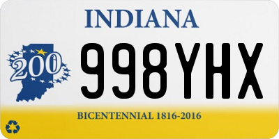 IN license plate 998YHX