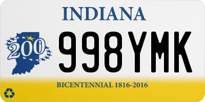 IN license plate 998YMK