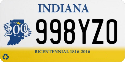 IN license plate 998YZO