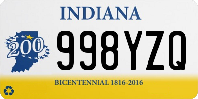 IN license plate 998YZQ