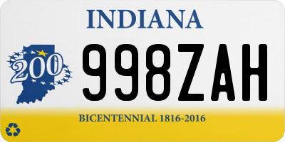 IN license plate 998ZAH