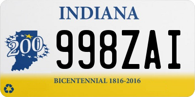 IN license plate 998ZAI