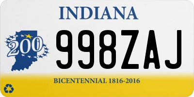 IN license plate 998ZAJ