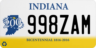 IN license plate 998ZAM