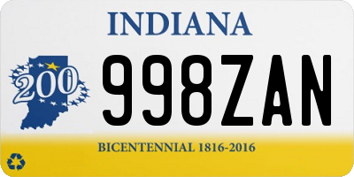 IN license plate 998ZAN