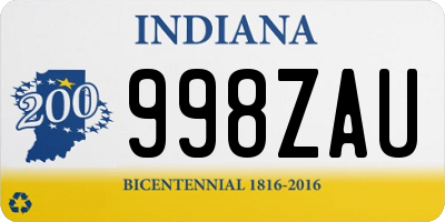 IN license plate 998ZAU