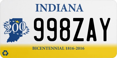 IN license plate 998ZAY