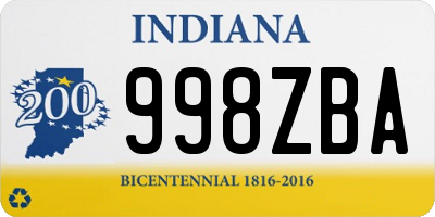 IN license plate 998ZBA