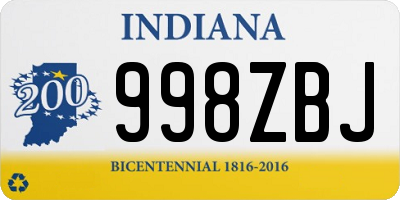 IN license plate 998ZBJ