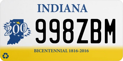 IN license plate 998ZBM