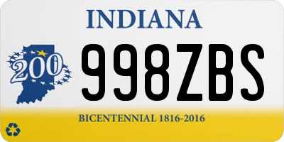 IN license plate 998ZBS