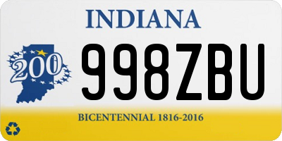 IN license plate 998ZBU