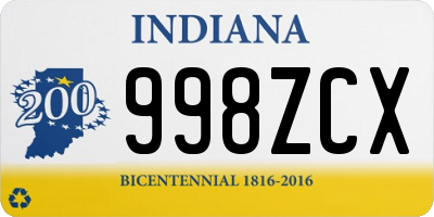 IN license plate 998ZCX