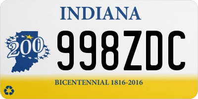 IN license plate 998ZDC