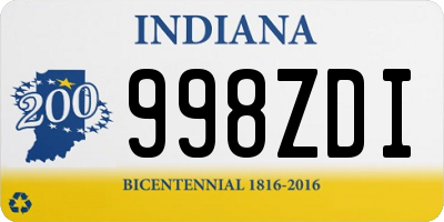 IN license plate 998ZDI