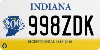 IN license plate 998ZDK