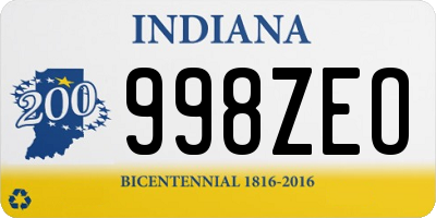 IN license plate 998ZEO