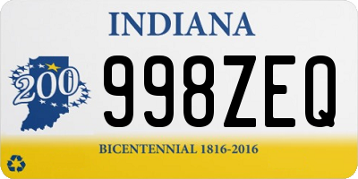 IN license plate 998ZEQ