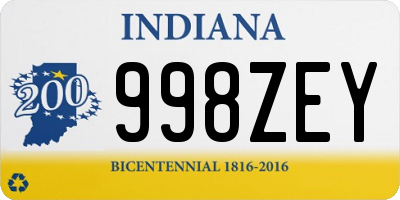 IN license plate 998ZEY