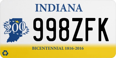 IN license plate 998ZFK