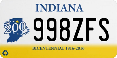 IN license plate 998ZFS