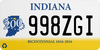 IN license plate 998ZGI