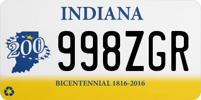 IN license plate 998ZGR